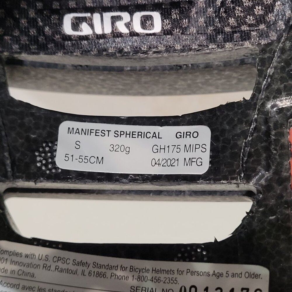 Giro Manifest Spherical Matte Black Small 51-55cm 7121540 Mips New - Picture 12 of 12